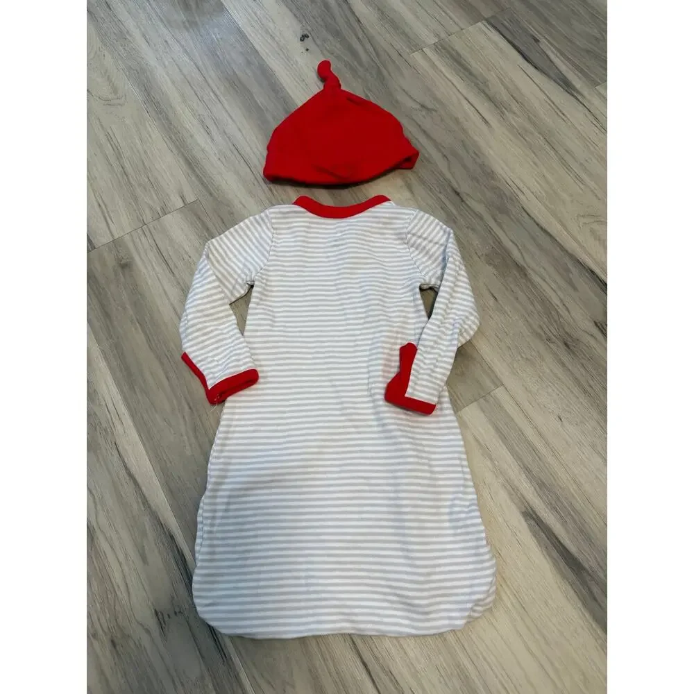NBA Baby Chicago Bulls Children Unisex Gown Hat Sleeper Set 1 Size 0-6M Grey Red